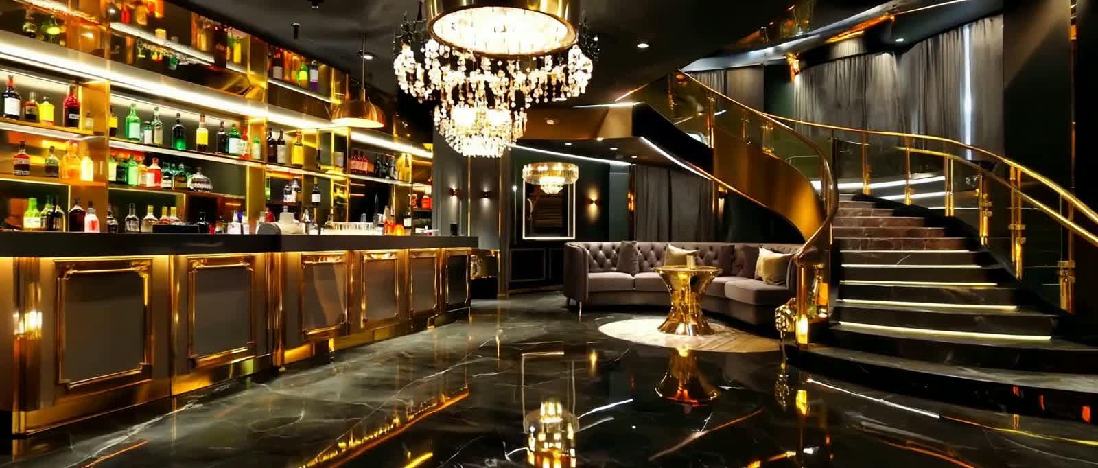 A premium venue interior at night, the kind of room a Fennec floor plan is built from.