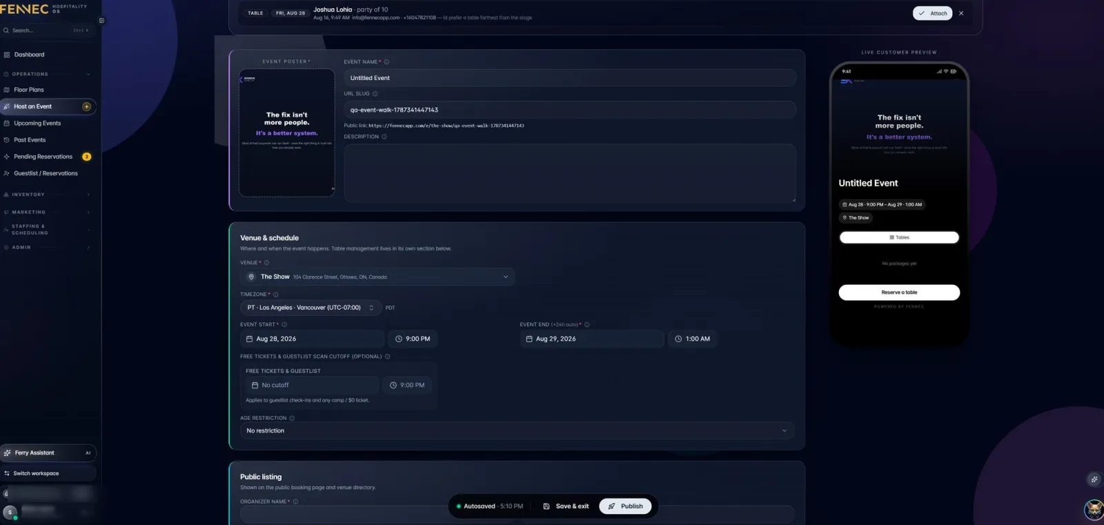 Fennec event builder